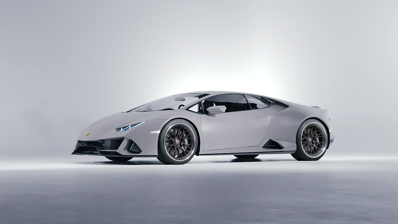 Lamborghini Huracan Evo 2024 on HRE Performance Wheels 520 forged wheels, front three-quarter view