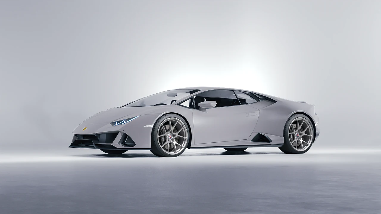 Lamborghini Huracan Evo 2024 on HRE Performance Wheels 521M forged wheels, front three-quarter view
