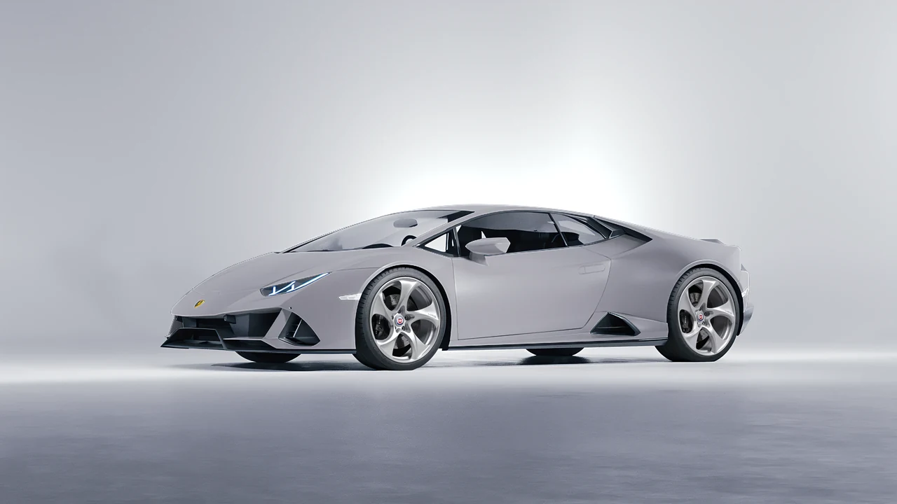 Lamborghini Huracan Evo 2024 on HRE Performance Wheels 522M forged wheels, front three-quarter view