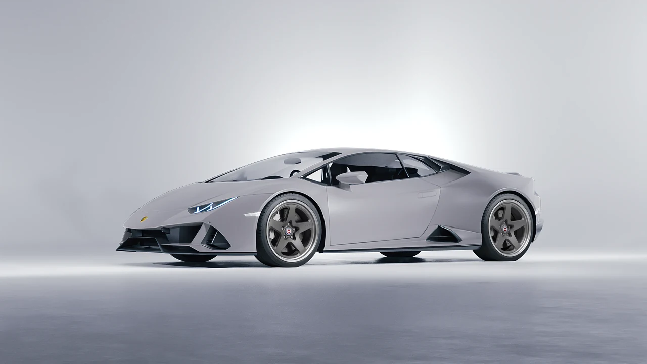 Lamborghini Huracan Evo 2024 on HRE Performance Wheels 527 forged wheels, front three-quarter view