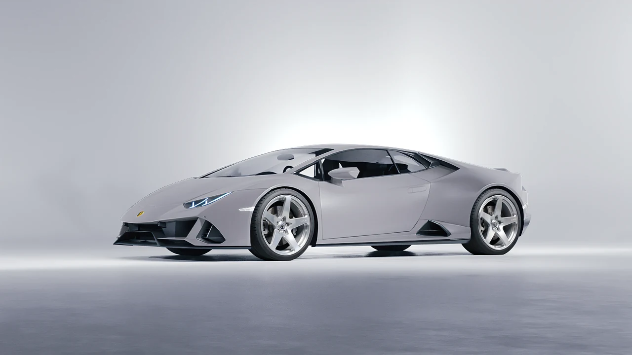 Lamborghini Huracan Evo 2024 on HRE Performance Wheels 527M forged wheels, front three-quarter view