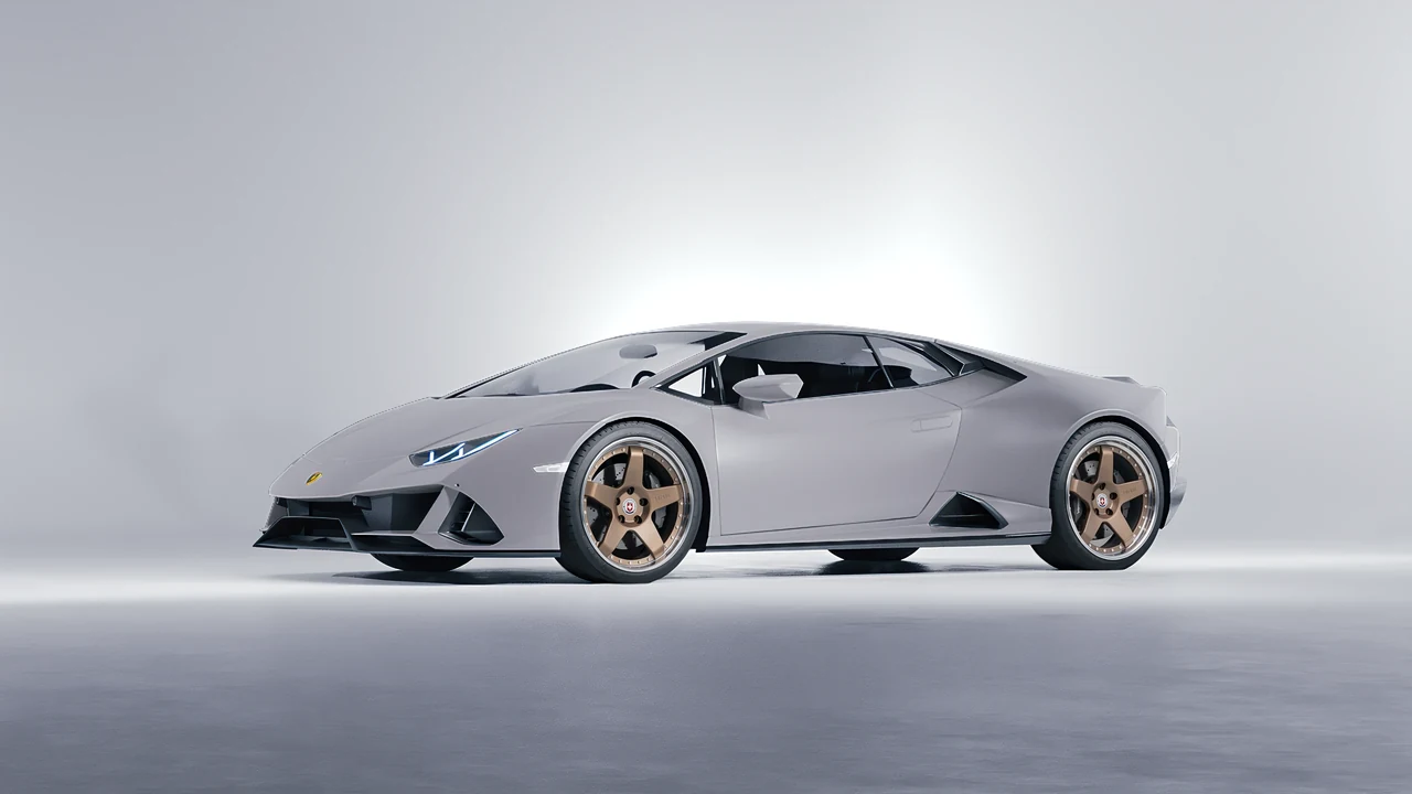 Lamborghini Huracan Evo 2024 on HRE Performance Wheels C105 forged wheels, front three-quarter view
