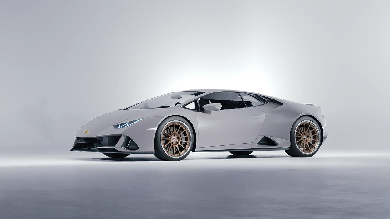 Lamborghini Huracan Evo 2024 on HRE Performance Wheels C109 forged wheels, front three-quarter view