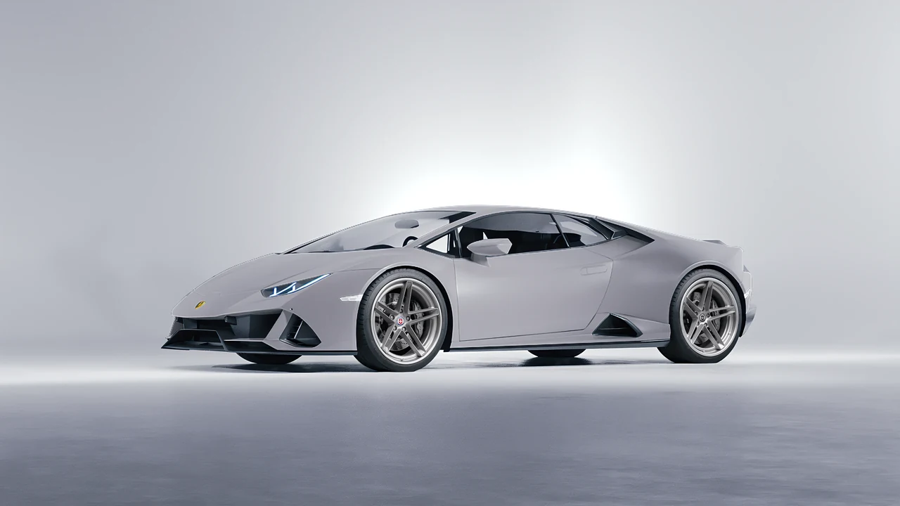 Lamborghini Huracan Evo 2024 on HRE Performance Wheels G-Code forged wheels, front three-quarter view