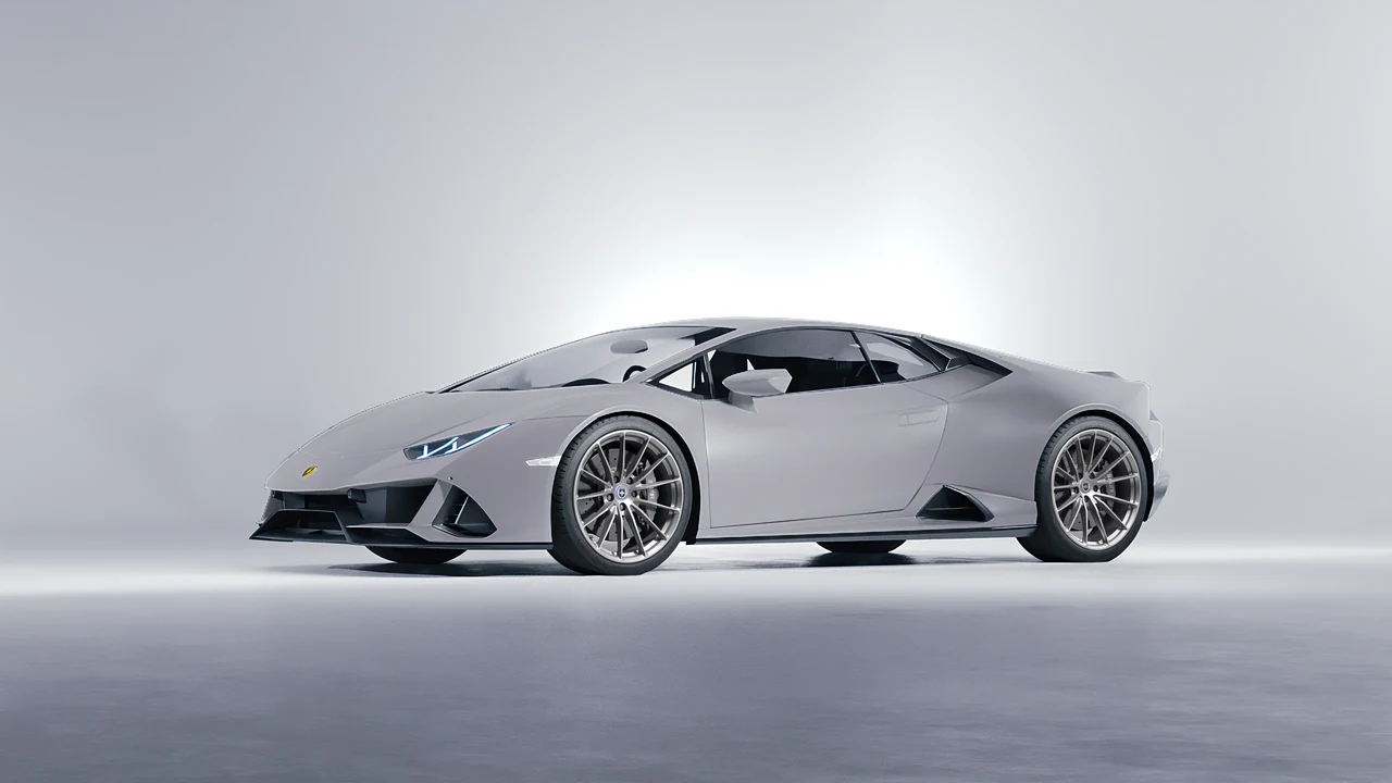 Lamborghini Huracan Evo 2024 on HRE Performance Wheels P103 forged wheels, front three-quarter view