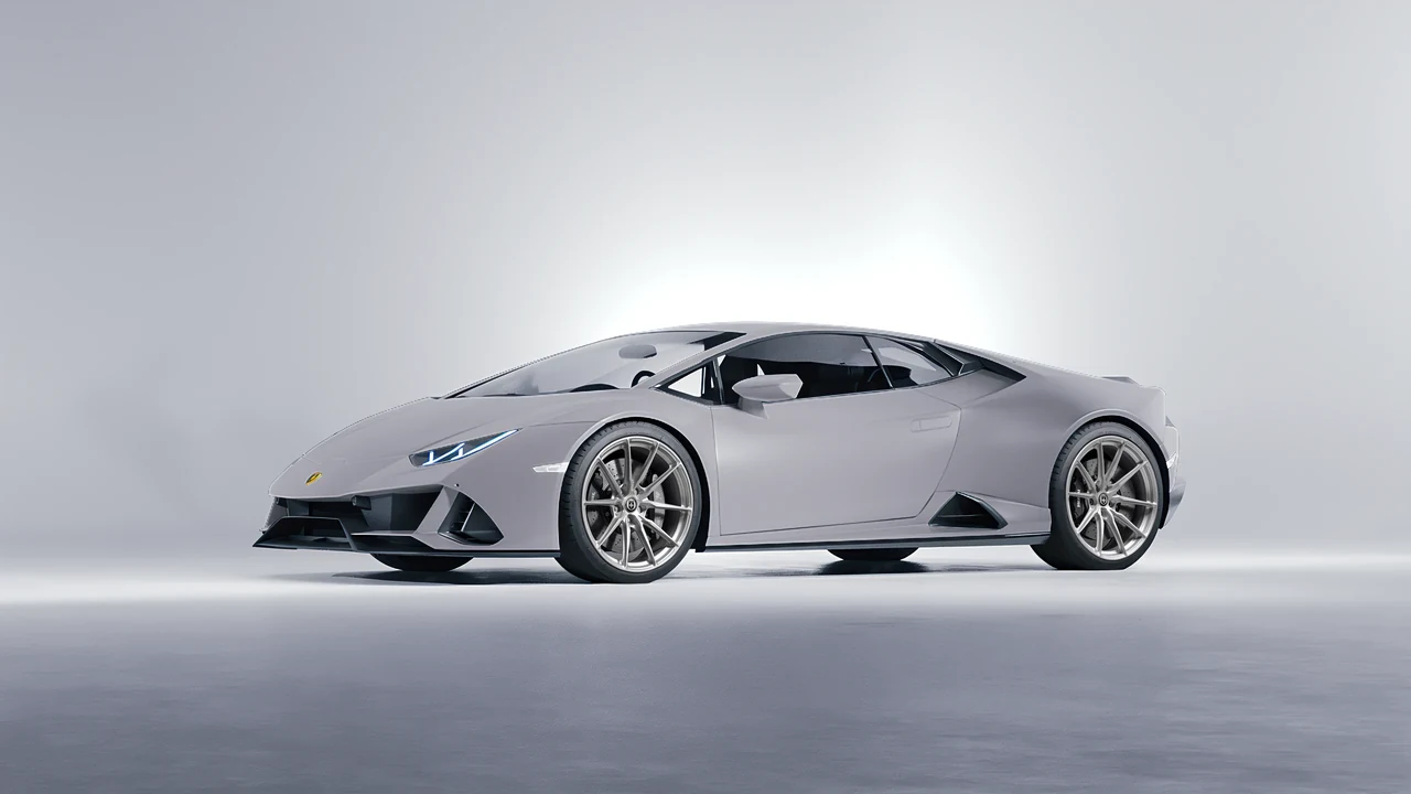 Lamborghini Huracan Evo 2024 on HRE Performance Wheels P104SC forged wheels, front three-quarter view