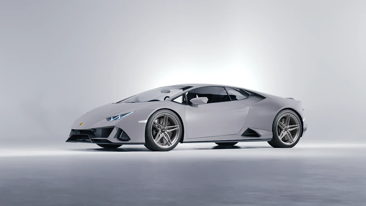 Lamborghini Huracan Evo 2024 on HRE Performance Wheels P107SC forged wheels, front three-quarter view