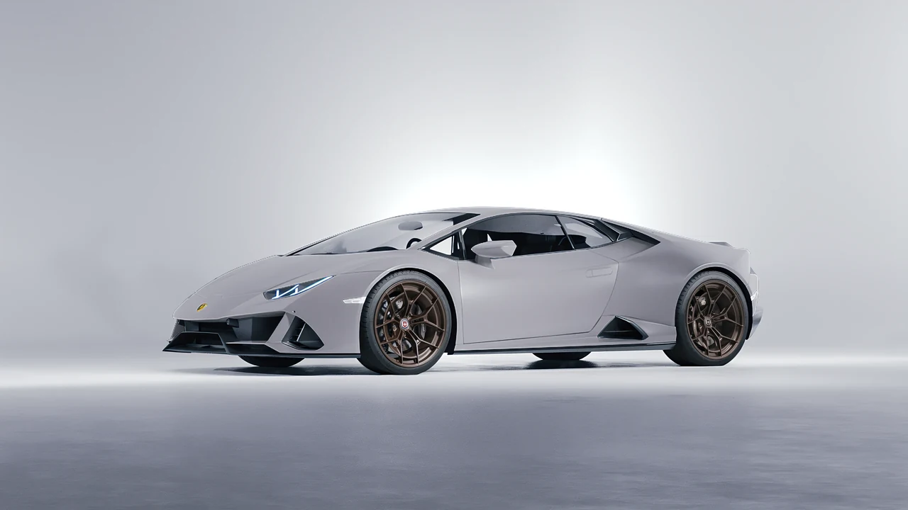 Lamborghini Huracan Evo 2024 on HRE Performance Wheels P301 forged wheels, front three-quarter view