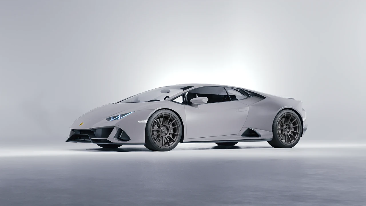 Lamborghini Huracan Evo 2024 on HRE Performance Wheels RC103 forged wheels, front three-quarter view