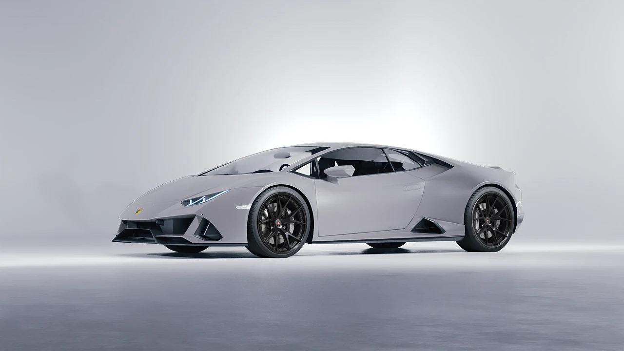Lamborghini Huracan Evo 2024 on HRE Performance Wheels S101 forged wheels, front three-quarter view