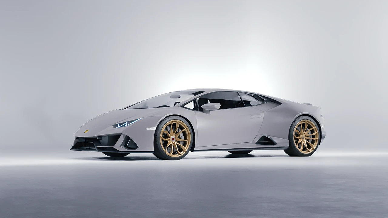 Lamborghini Huracan Evo 2024 on HRE Performance Wheels S201H forged wheels, front three-quarter view