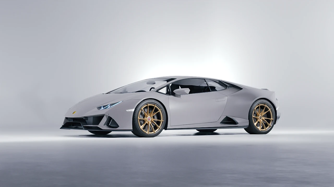 Lamborghini Huracan Evo 2024 on HRE Performance Wheels S204H forged wheels, front three-quarter view