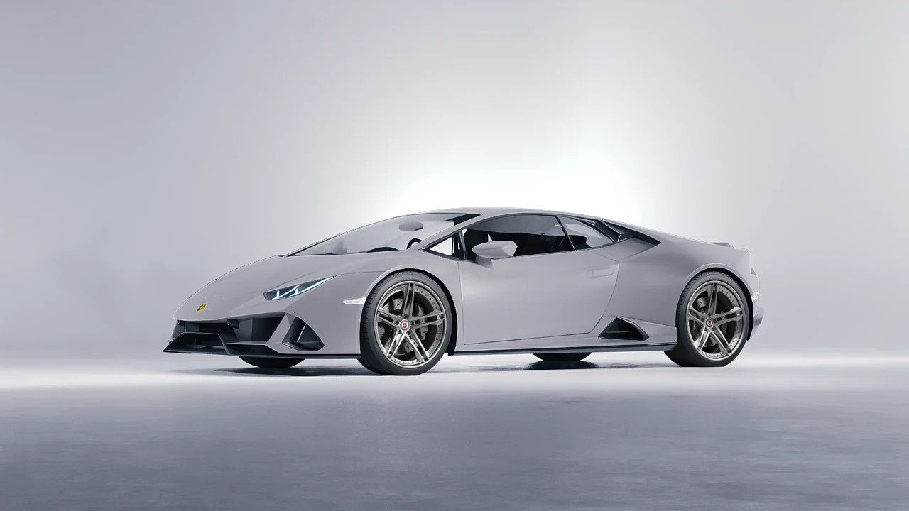 Lamborghini Huracan Evo 2024 on HRE Performance Wheels S207 forged wheels, front three-quarter view