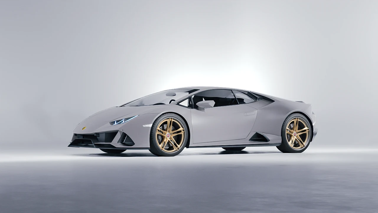 Lamborghini Huracan Evo 2024 on HRE Performance Wheels S207H forged wheels, front three-quarter view