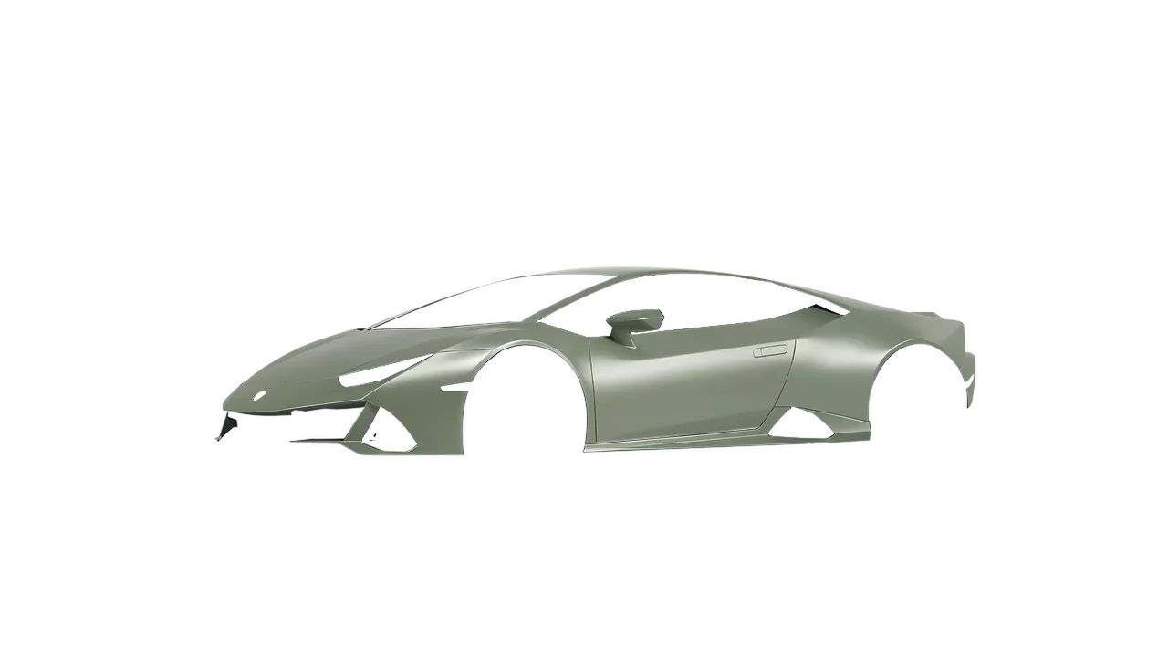 Lamborghini Huracan Evo 2024 wrapped in Satin Komodo Green (3M S56), front three-quarter view