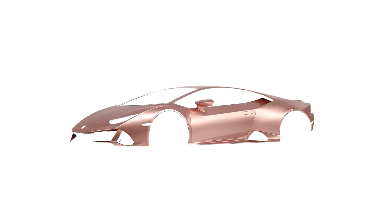 Lamborghini Huracan Evo 2024 wrapped in Satin Rose Gold (KPMF K75555), front three-quarter view