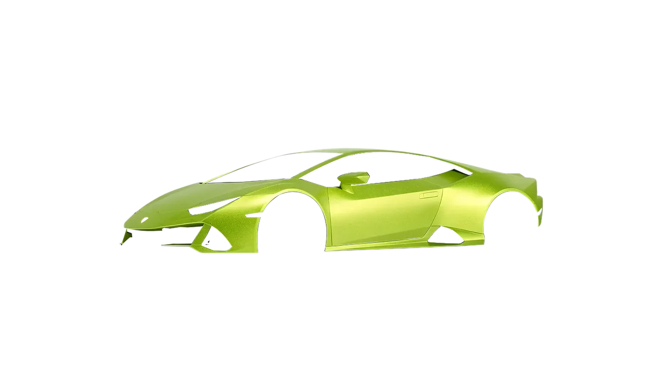 Lamborghini Huracan Evo 2024 wrapped in Citrus Fury Matt (ORACAL 970RA-183M), front three-quarter view