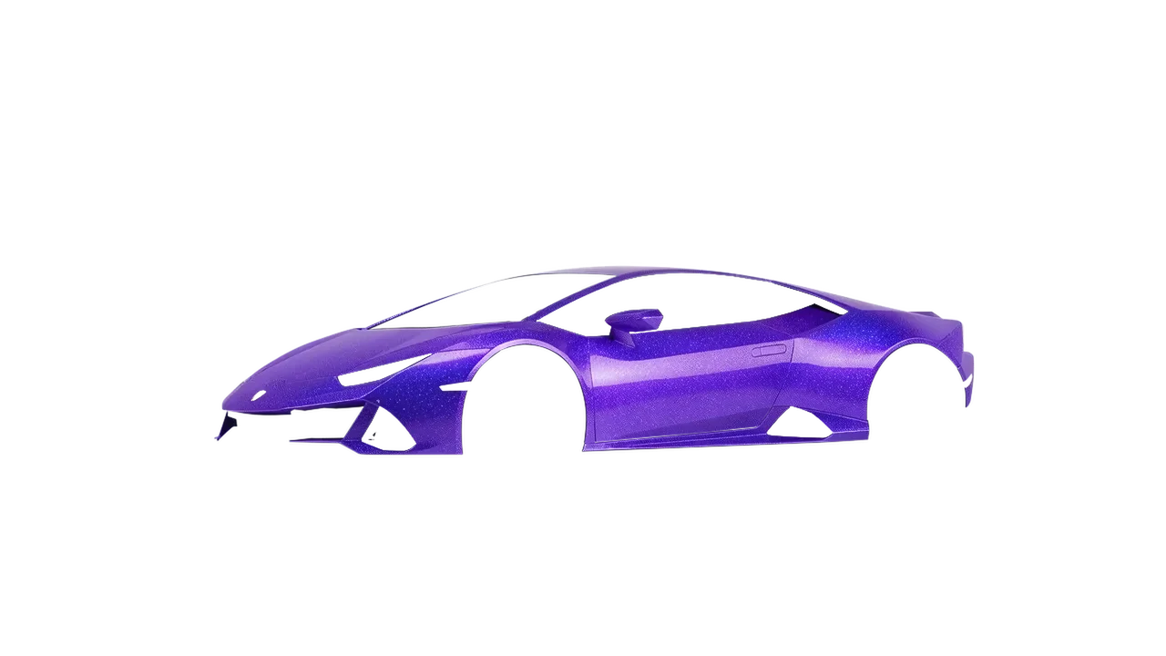 Lamborghini Huracan Evo 2024 wrapped in Enchanted Violet Gloss (ORACAL 970RA-185G), front three-quarter view