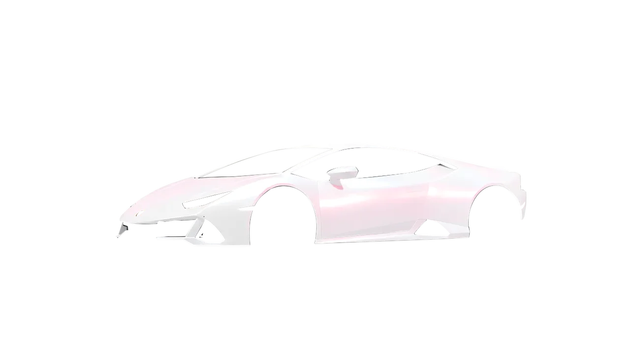 Lamborghini Huracan Evo 2024 wrapped in Matt Pink White Starlight (KPMF K75574), front three-quarter view