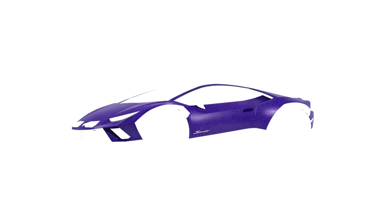 Lamborghini Huracan Sterrato 2023 wrapped in Purple (Avery Dennison SW900-587-D), front three-quarter view