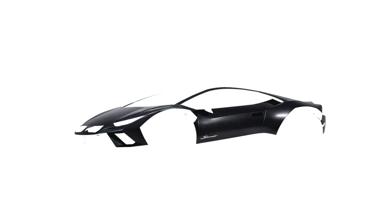 Lamborghini Huracan Sterrato 2023 wrapped in Mystery Black (Avery Dennison SW900-184-M), front three-quarter view