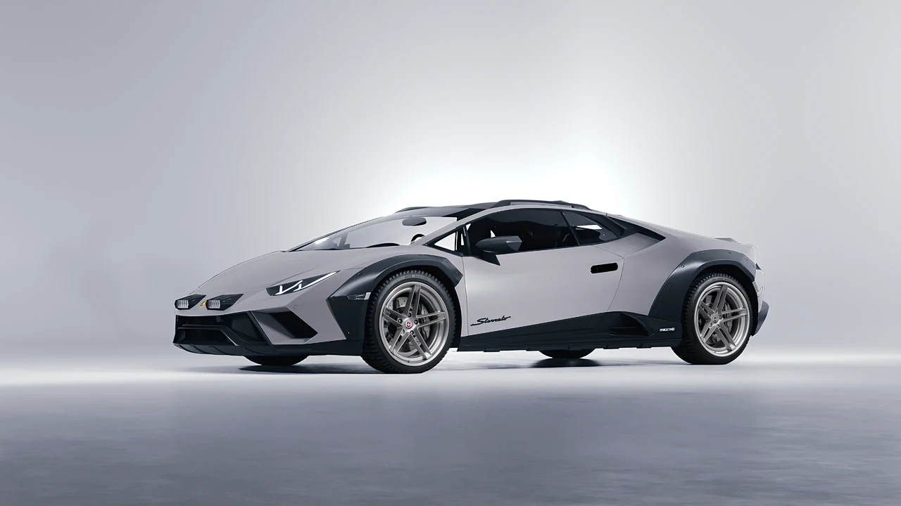Lamborghini Huracan Sterrato 2023 on HRE Performance Wheels G-Code forged wheels, front three-quarter view