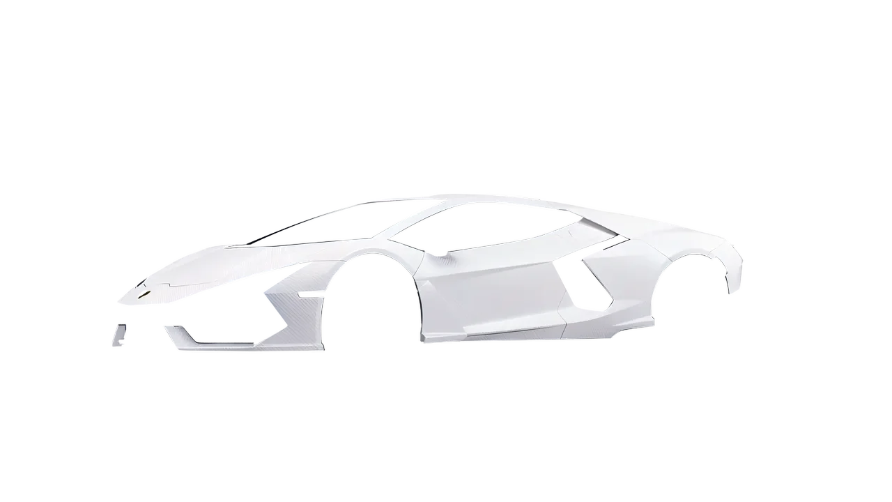 Lamborghini Revuelto 2023 wrapped in Carbon Fiber White (Avery Dennison SW900-115-X), front three-quarter view