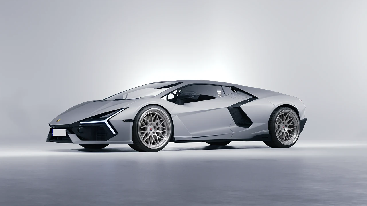 Lamborghini Revuelto 2023 on HRE Performance Wheels 300 forged wheels, front three-quarter view