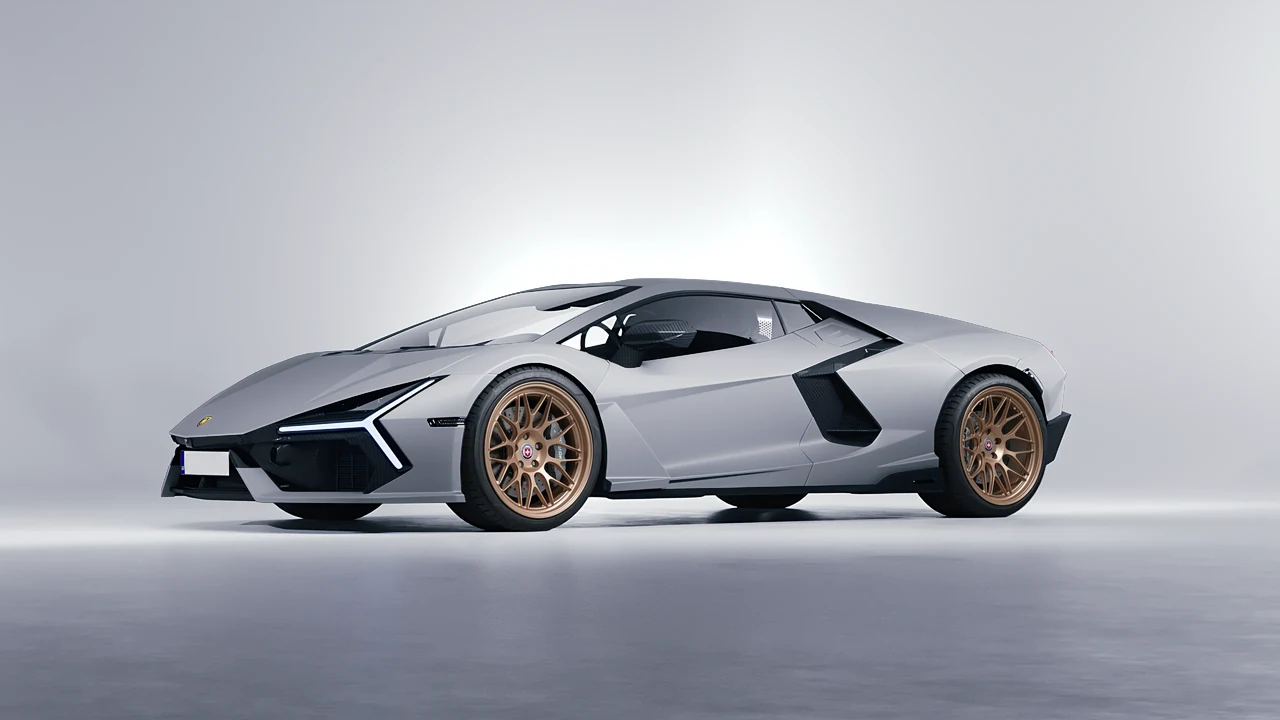 Lamborghini Revuelto 2023 on HRE Performance Wheels 300-GTS forged wheels, front three-quarter view
