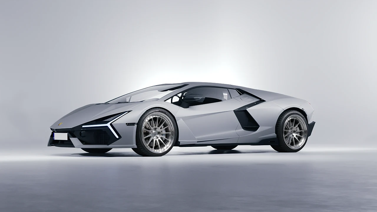 Lamborghini Revuelto 2023 on HRE Performance Wheels 303 forged wheels, front three-quarter view