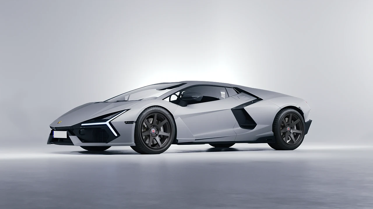 Lamborghini Revuelto 2023 on HRE Performance Wheels 307-GT forged wheels, front three-quarter view