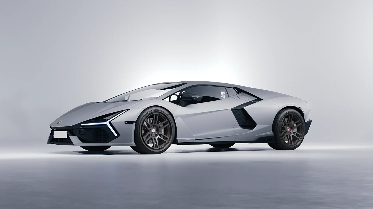 Lamborghini Revuelto 2023 on HRE Performance Wheels 312-GT forged wheels, front three-quarter view
