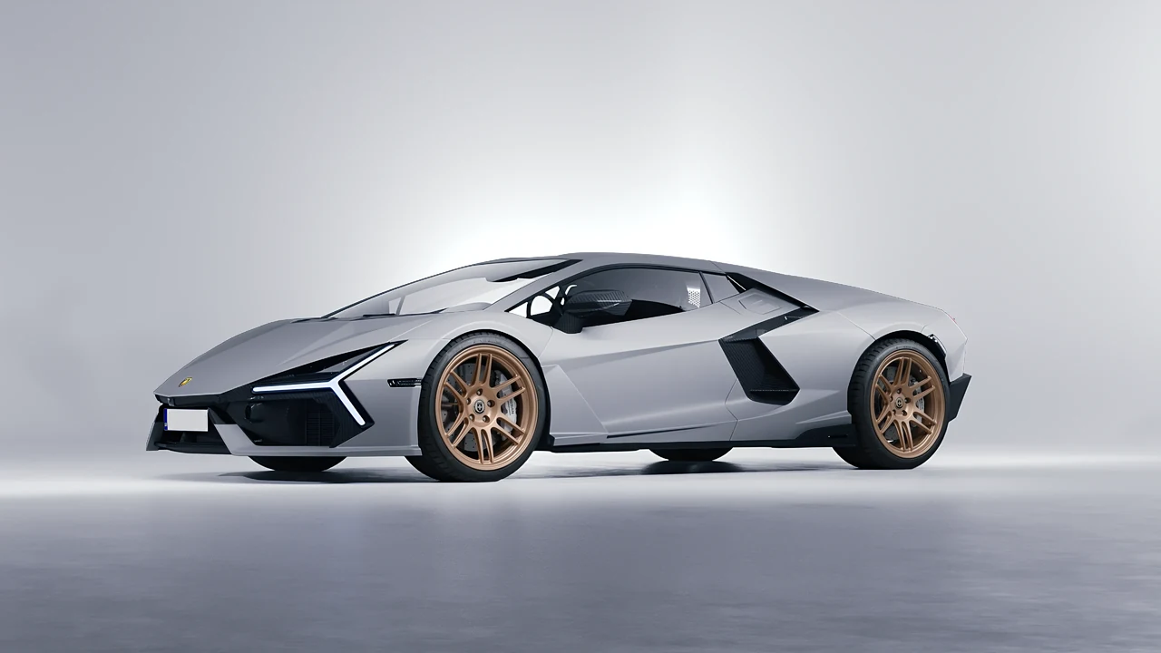 Lamborghini Revuelto 2023 on HRE Performance Wheels 312-GTS forged wheels, front three-quarter view