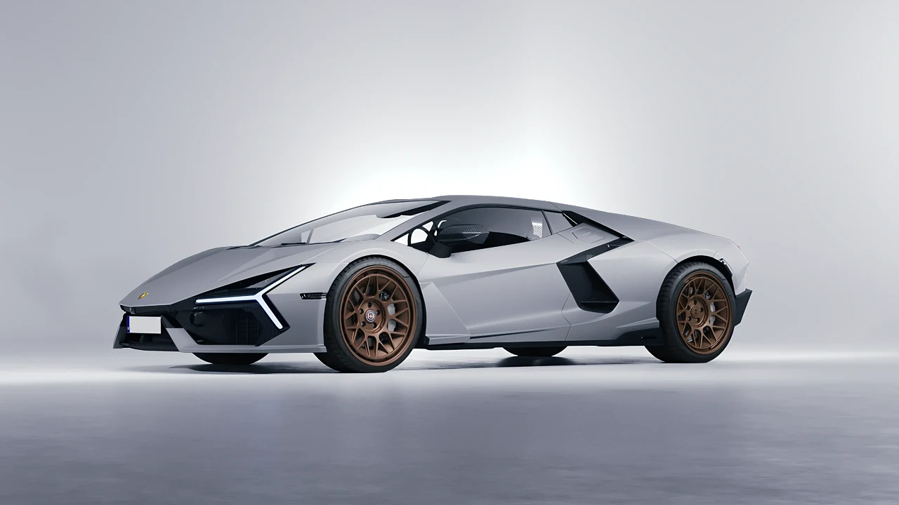 Lamborghini Revuelto 2023 on HRE Performance Wheels 500-GTM forged wheels, front three-quarter view