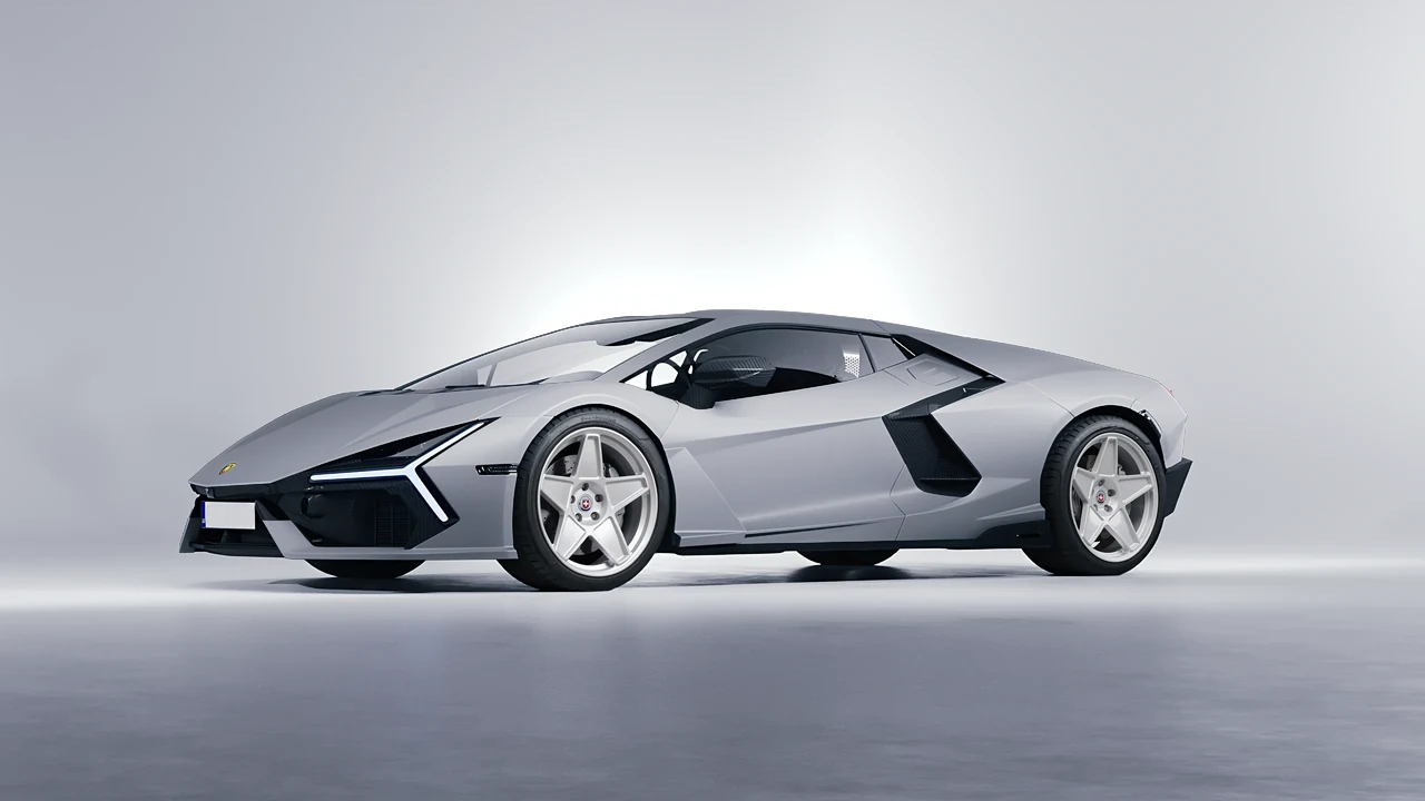 Lamborghini Revuelto 2023 on HRE Performance Wheels 505M forged wheels, front three-quarter view