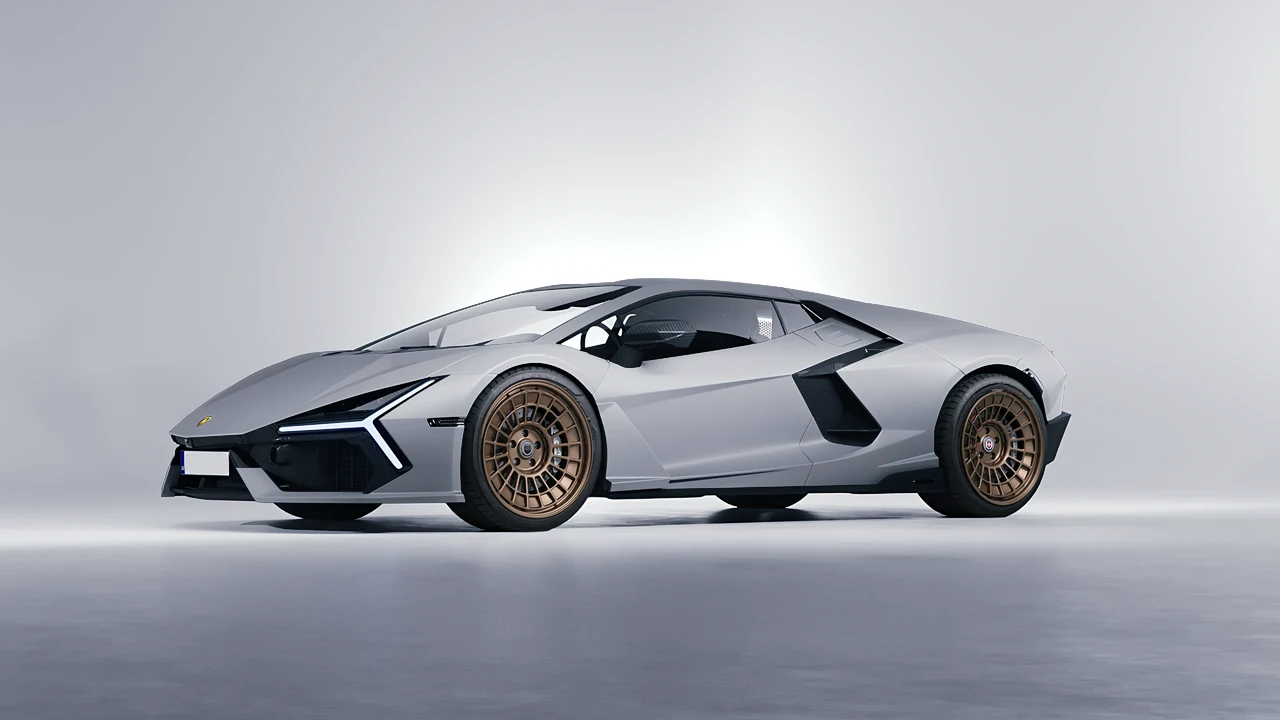 Lamborghini Revuelto 2023 on HRE Performance Wheels 515-GTM forged wheels, front three-quarter view