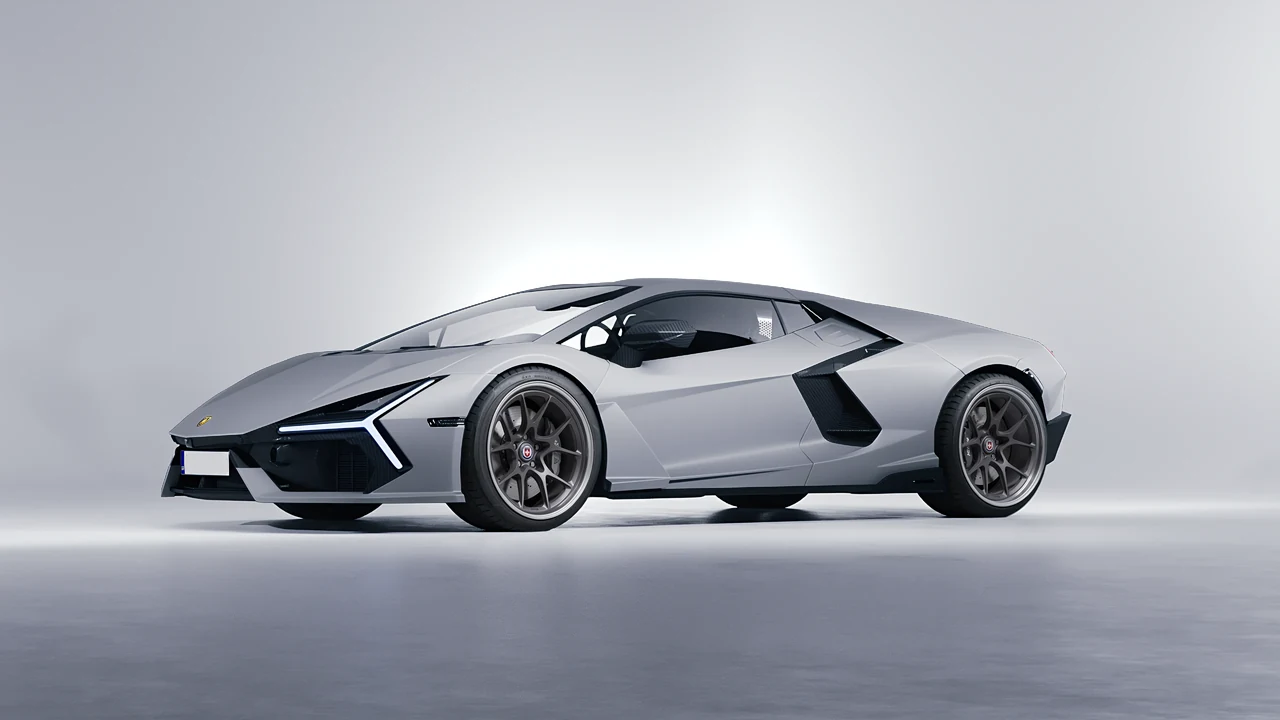 Lamborghini Revuelto 2023 on HRE Performance Wheels 521 forged wheels, front three-quarter view