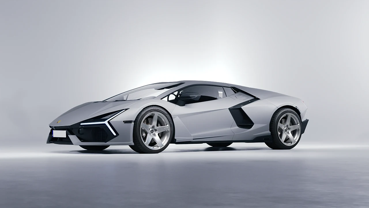 Lamborghini Revuelto 2023 on HRE Performance Wheels 527M forged wheels, front three-quarter view