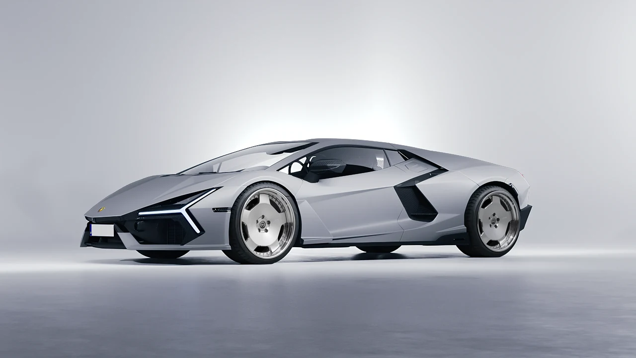 Lamborghini Revuelto 2023 on HRE Performance Wheels 544C forged wheels, front three-quarter view