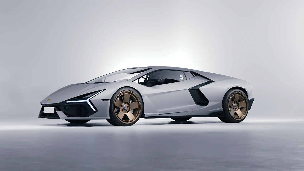 Lamborghini Revuelto 2023 on HRE Performance Wheels 555-GTM forged wheels, front three-quarter view