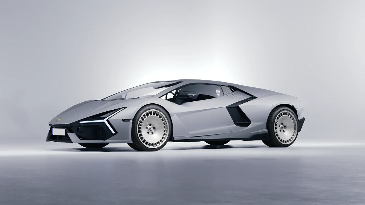 Lamborghini Revuelto 2023 on HRE Performance Wheels 935M forged wheels, front three-quarter view