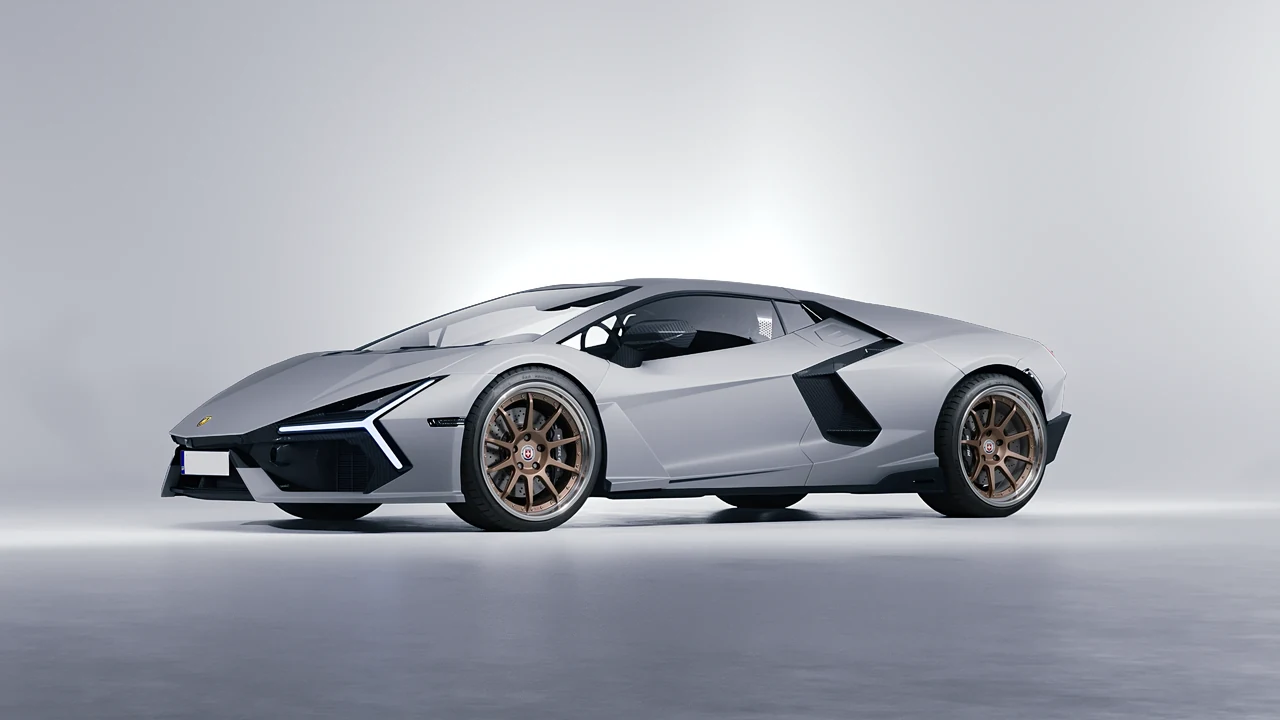 Lamborghini Revuelto 2023 on HRE Performance Wheels C103 forged wheels, front three-quarter view