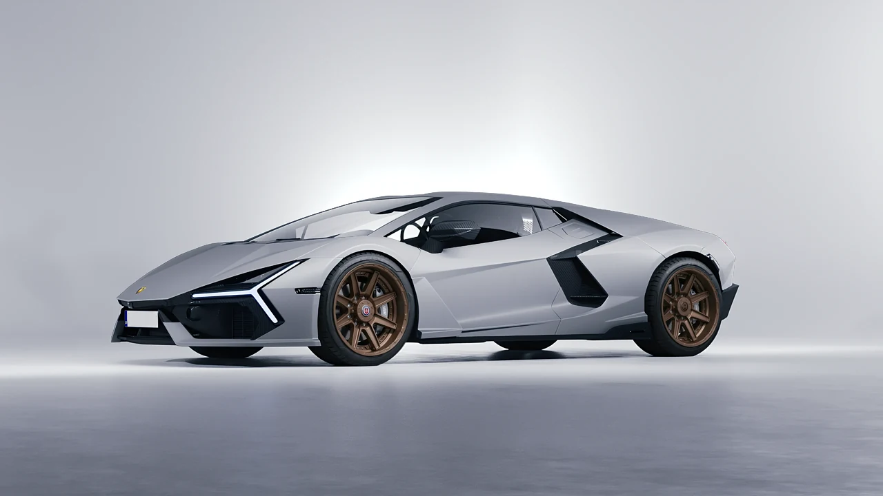 Lamborghini Revuelto 2023 on HRE Performance Wheels HD188 forged wheels, front three-quarter view