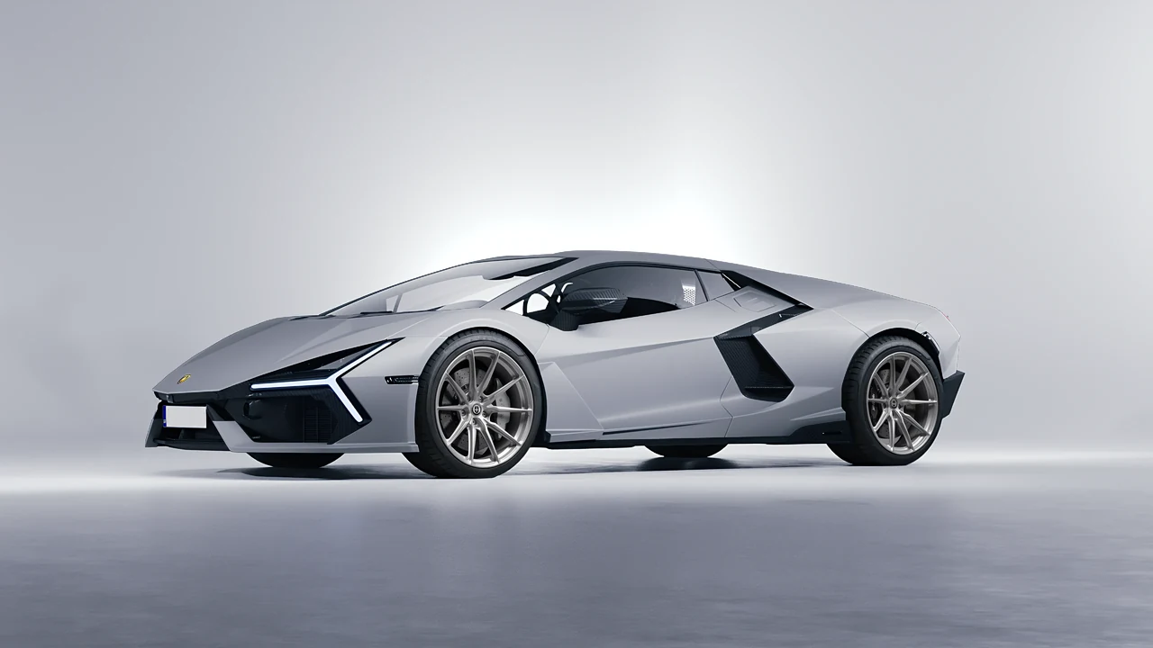 Lamborghini Revuelto 2023 on HRE Performance Wheels P104SC forged wheels, front three-quarter view