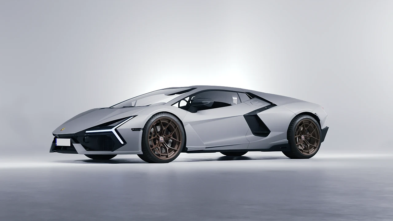 Lamborghini Revuelto 2023 on HRE Performance Wheels P301 forged wheels, front three-quarter view
