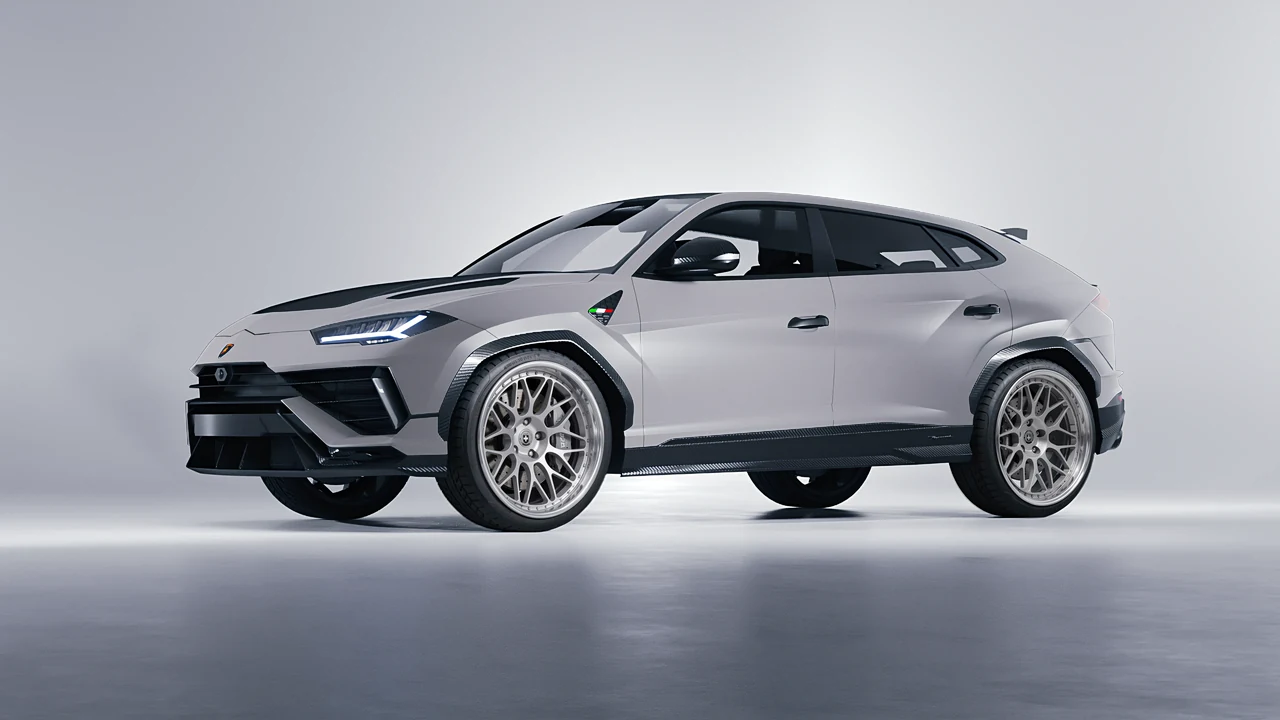 Lamborghini Urus Performante 2024 on HRE Performance Wheels 300 forged wheels, front three-quarter view