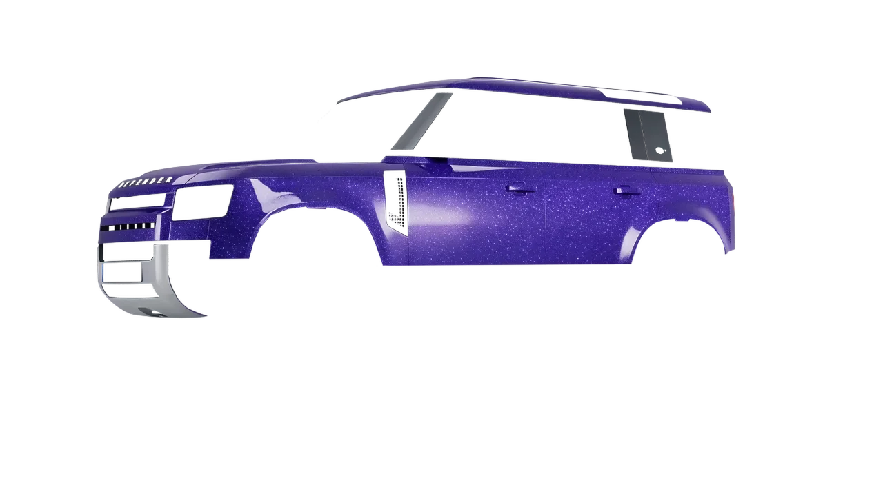 Land Rover Defender 110 2020 wrapped in Purple (Avery Dennison SW900-587-D), front three-quarter view