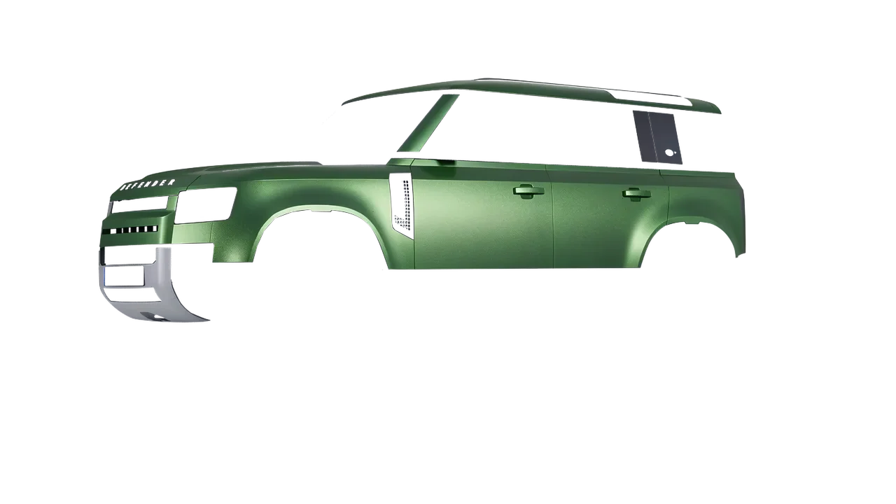 Land Rover Defender 110 2020 wrapped in Apple Green (Avery Dennison SW900-745-M), front three-quarter view