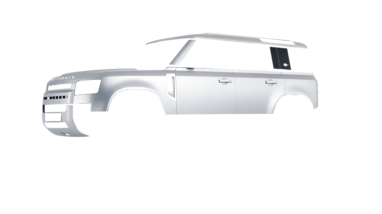 Land Rover Defender 110 2020 wrapped in Matte Silver (3M M21), front three-quarter view