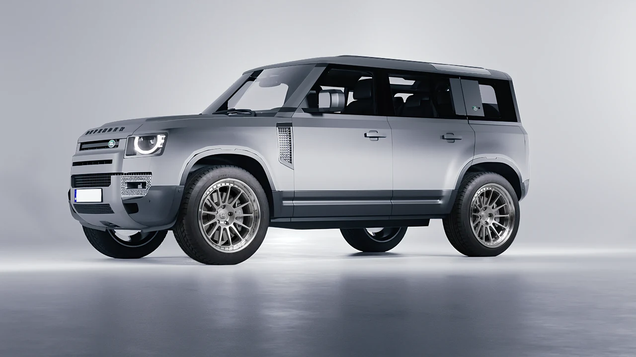 Land Rover Defender 110 2020 on HRE Performance Wheels 303 forged wheels, front three-quarter view